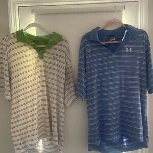 Under Armour Green and Blue Striped Polo Shirt